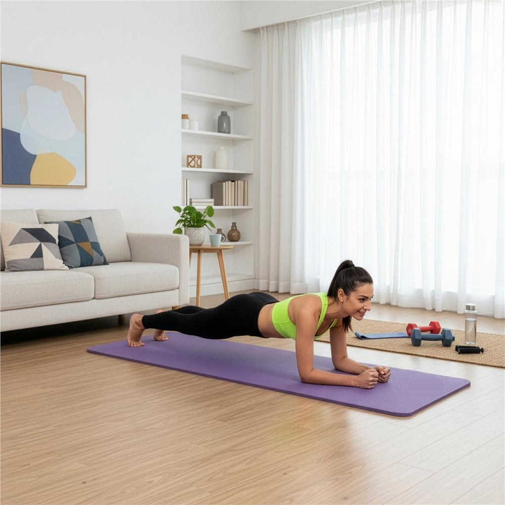 Saltea fitness antiderapanta din NBR, 183x61x2 cm, cu curea transport, mov