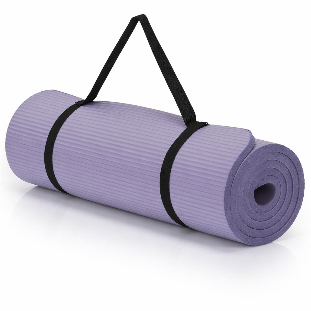 Saltea fitness antiderapanta din NBR, 183x61x2 cm, cu curea transport, mov