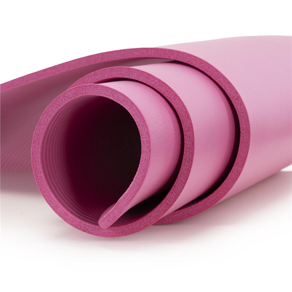 Saltea fitness antiderapanta din NBR, 183x61x1 cm, cu curea transport, roz