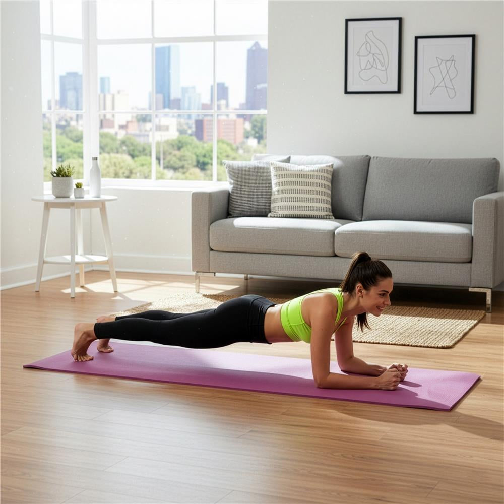 Saltea fitness antiderapanta din NBR, 183x61x1 cm, cu curea transport, roz