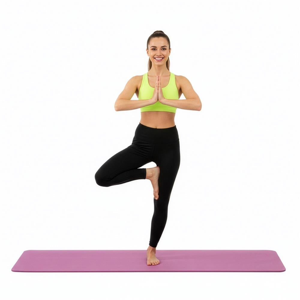 Saltea fitness antiderapanta din NBR, 183x61x1 cm, cu curea transport, roz