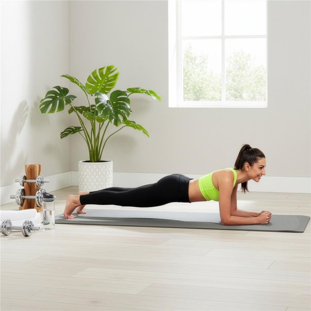 Saltea fitness antiderapanta din NBR, 183x61x1 cm, cu curea transport, gri
