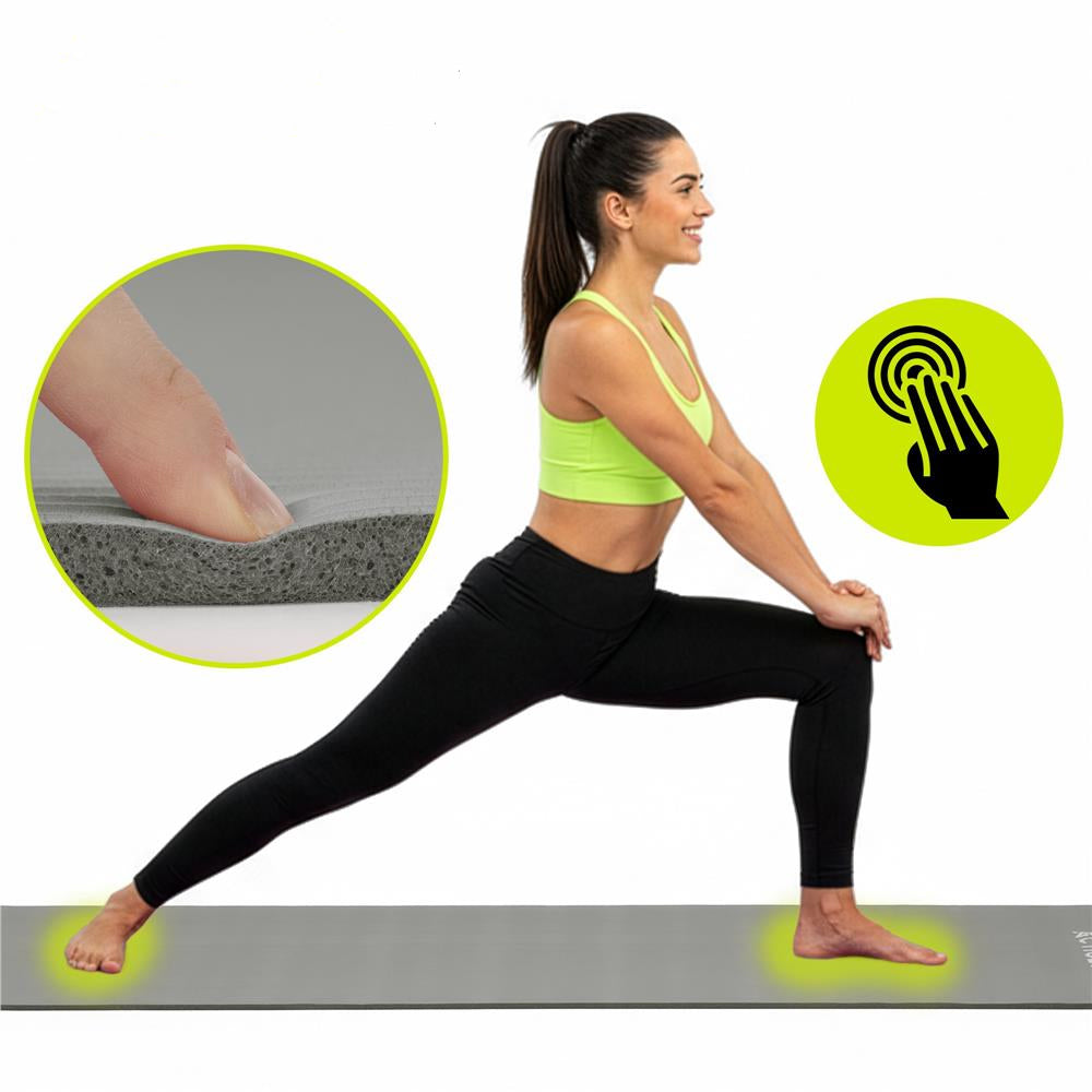 Saltea fitness antiderapanta din NBR, 183x61x1 cm, cu curea transport, gri