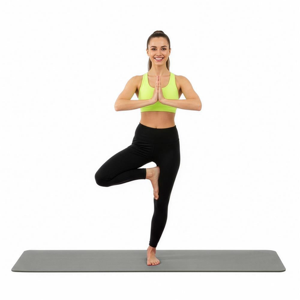 Saltea fitness antiderapanta din NBR, 183x61x1 cm, cu curea transport, gri