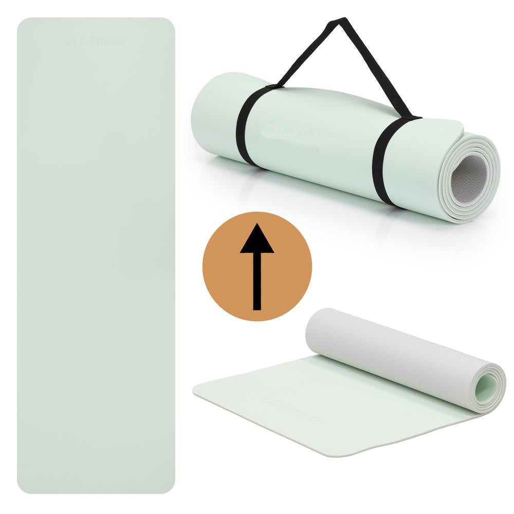 Saltea fitness antiderapanta din TPE, 183x61x1 cm, cu curea transport, verde menta