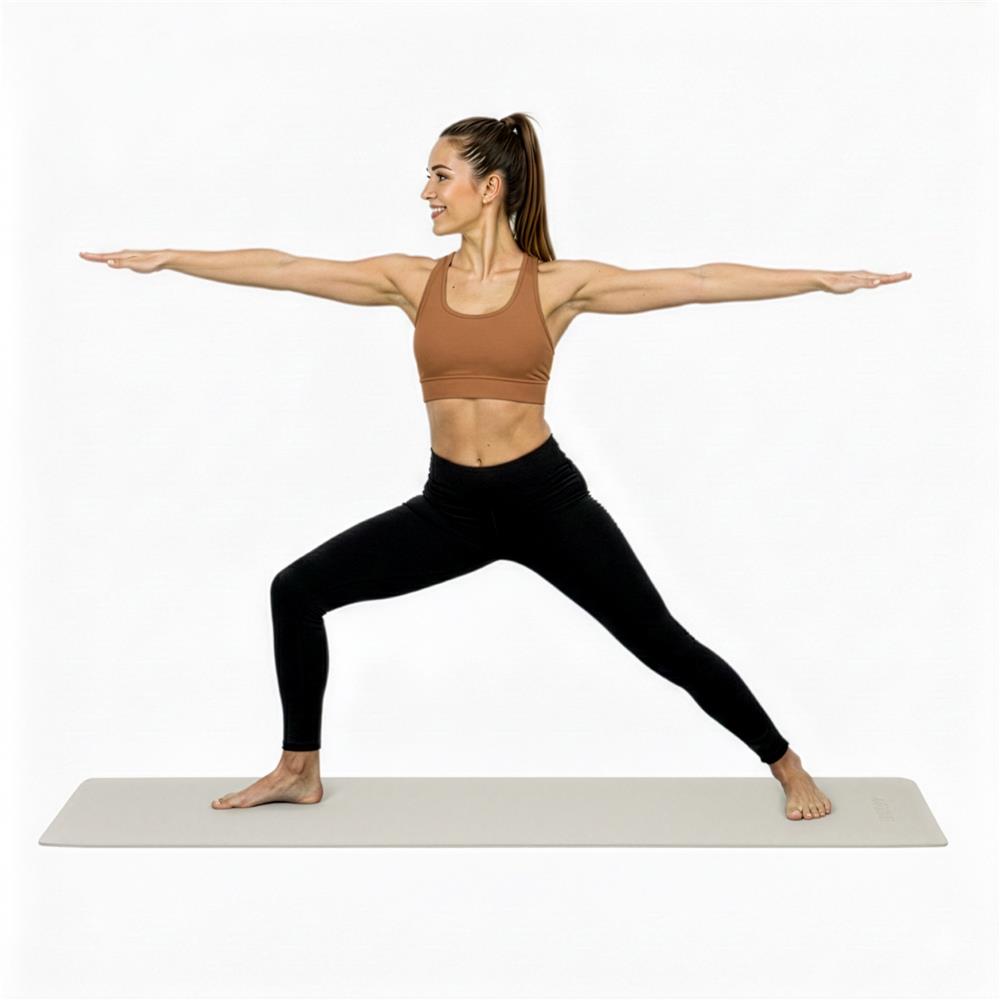 Saltea fitness antiderapanta din TPE, 183x61x1 cm, cu curea transport, bej