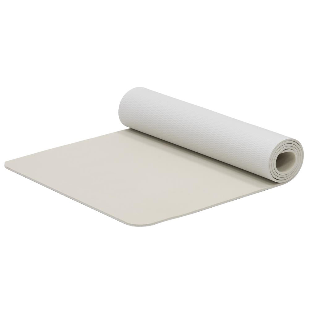 Saltea fitness antiderapanta din TPE, 183x61x1 cm, cu curea transport, bej