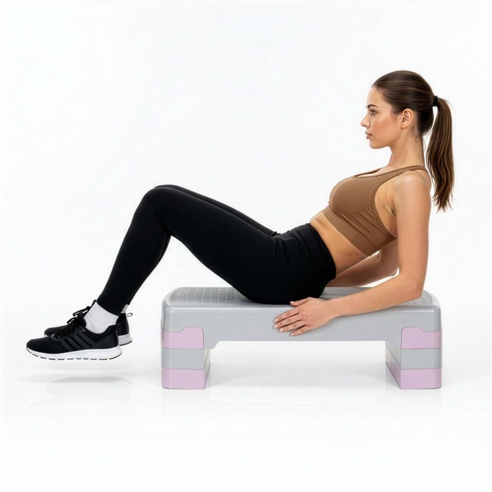 Stepper aerobic, ajustabil in 3 trepte, antiderapant, maxim 350 kg, 68x29x20 cm, gri si roz