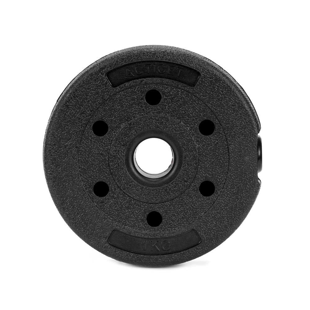 Set gantere si bara ajustabila 30 kg, 16 discuri, conector metalic cu spuma, negru