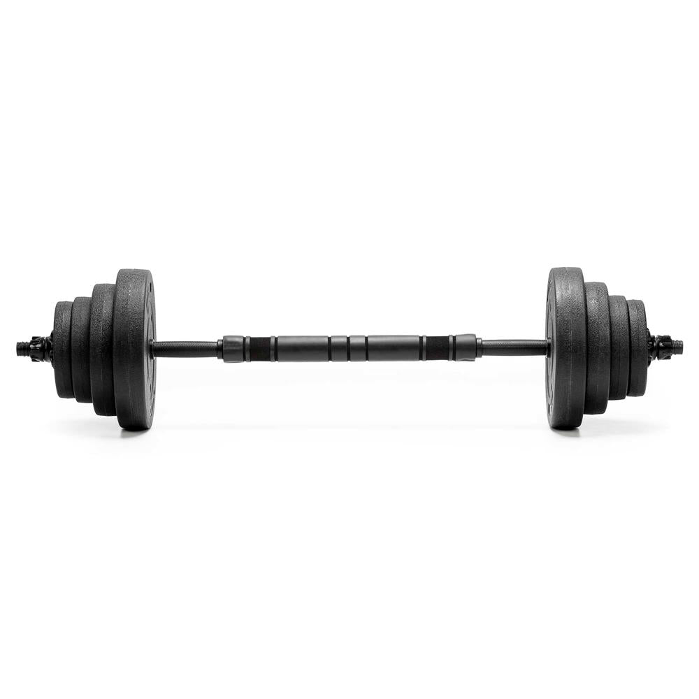 Set gantere si bara ajustabila 30 kg, 16 discuri, conector metalic cu spuma, negru