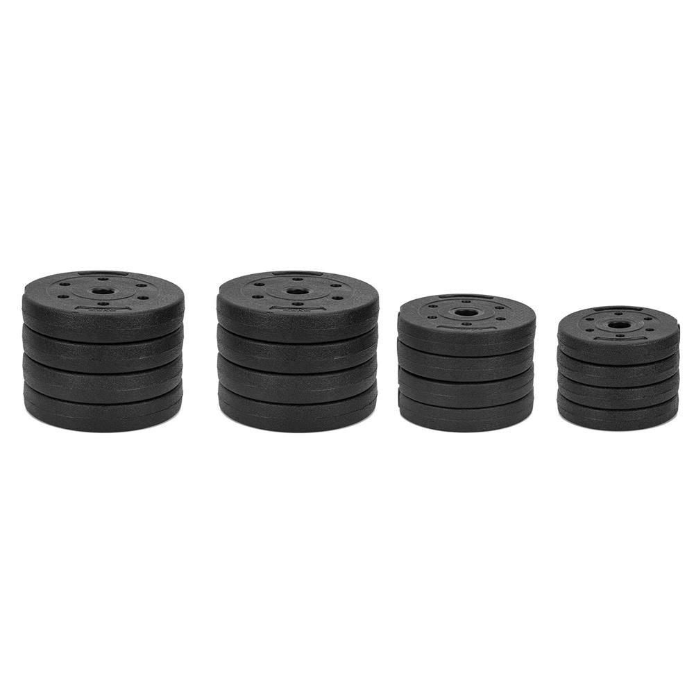 Set gantere si bara ajustabila 30 kg, 16 discuri, conector metalic cu spuma, negru
