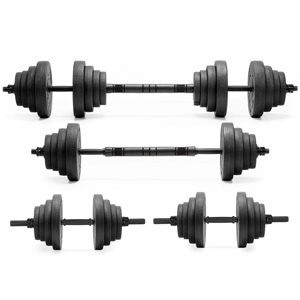Set gantere si bara ajustabila 30 kg, 16 discuri, conector metalic cu spuma, negru