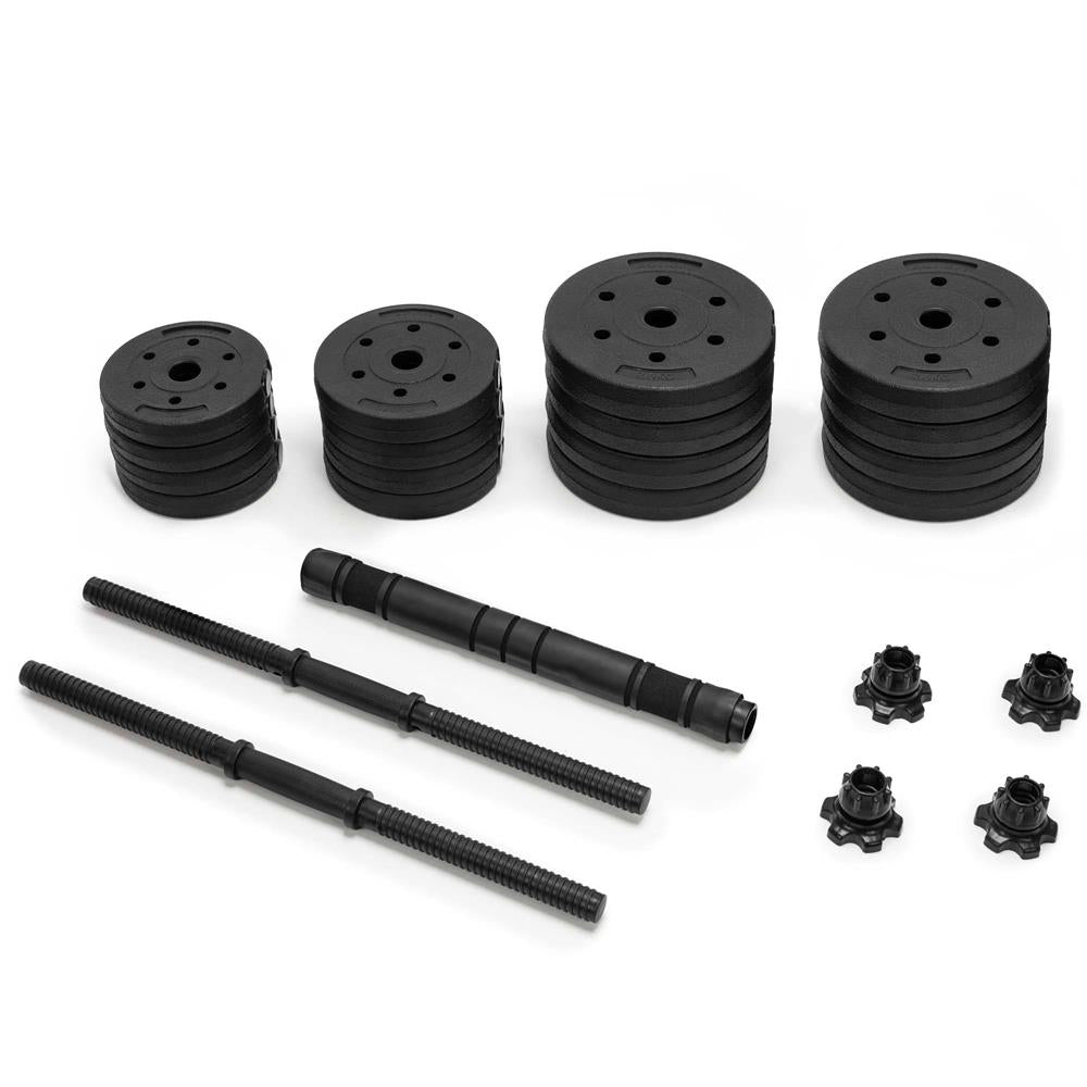 Set gantere si bara ajustabila 30 kg, 16 discuri, conector metalic cu spuma, negru