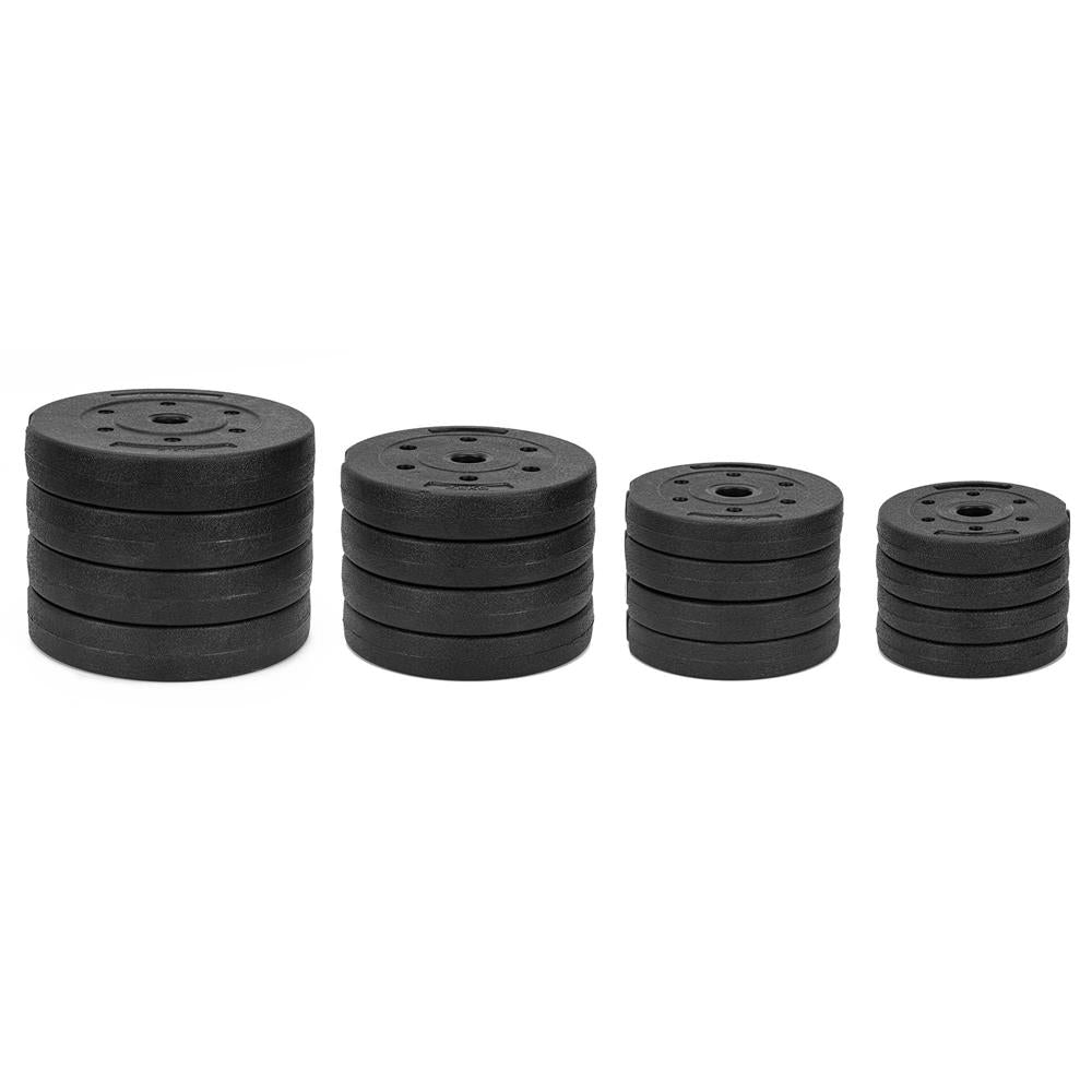 Set gantere si bara ajustabila 40 kg, 16 discuri, conector metalic cu spuma, negru
