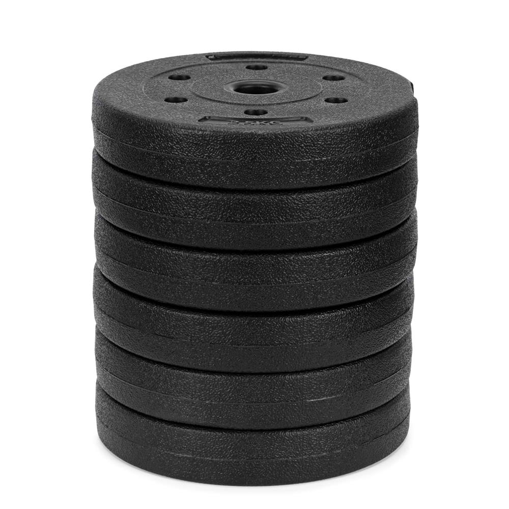 Set gantere, bara si kettlebell ajustabil 30 kg, 16 discuri, conector si suport dedicat, negru