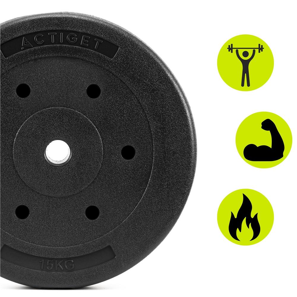 Disc greutate haltera, 15 kg, umplutura bitumica, invelist PP, 29 mm, negru