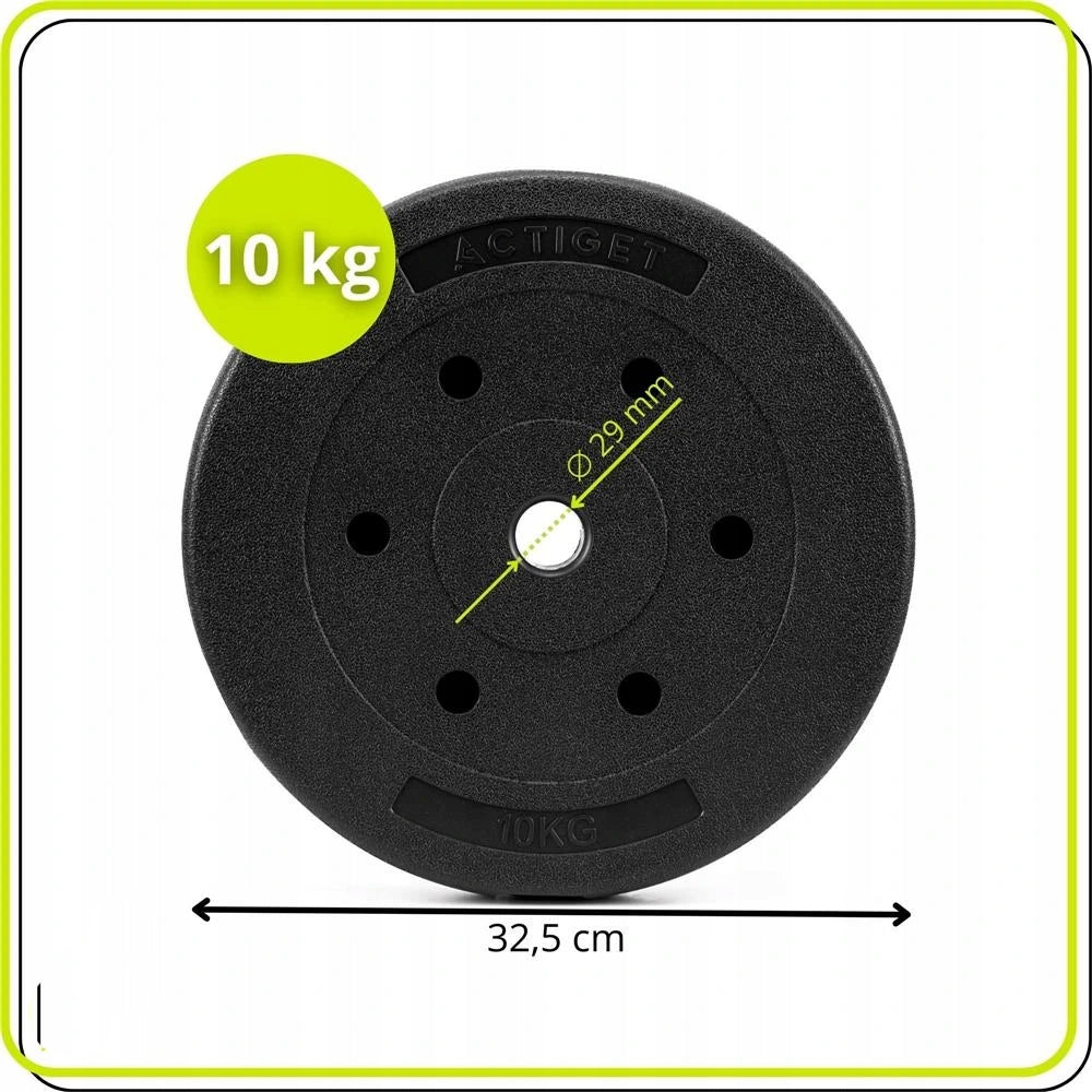 Disc greutate haltera, 10 kg, umplutura bitumica, invelist PP, 29 mm, negru