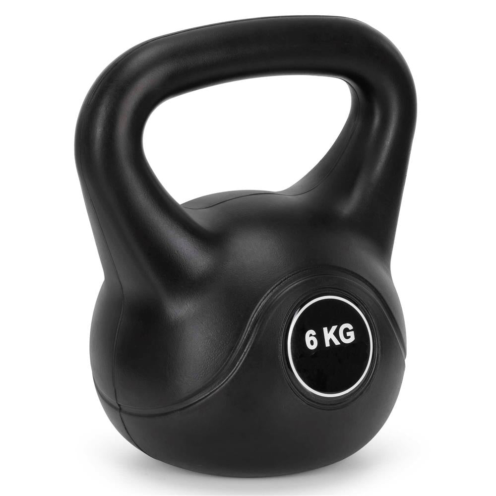 Kettlebell 6 kg, bitum cu invelis rezistent ABS, 24x21 cm, negru