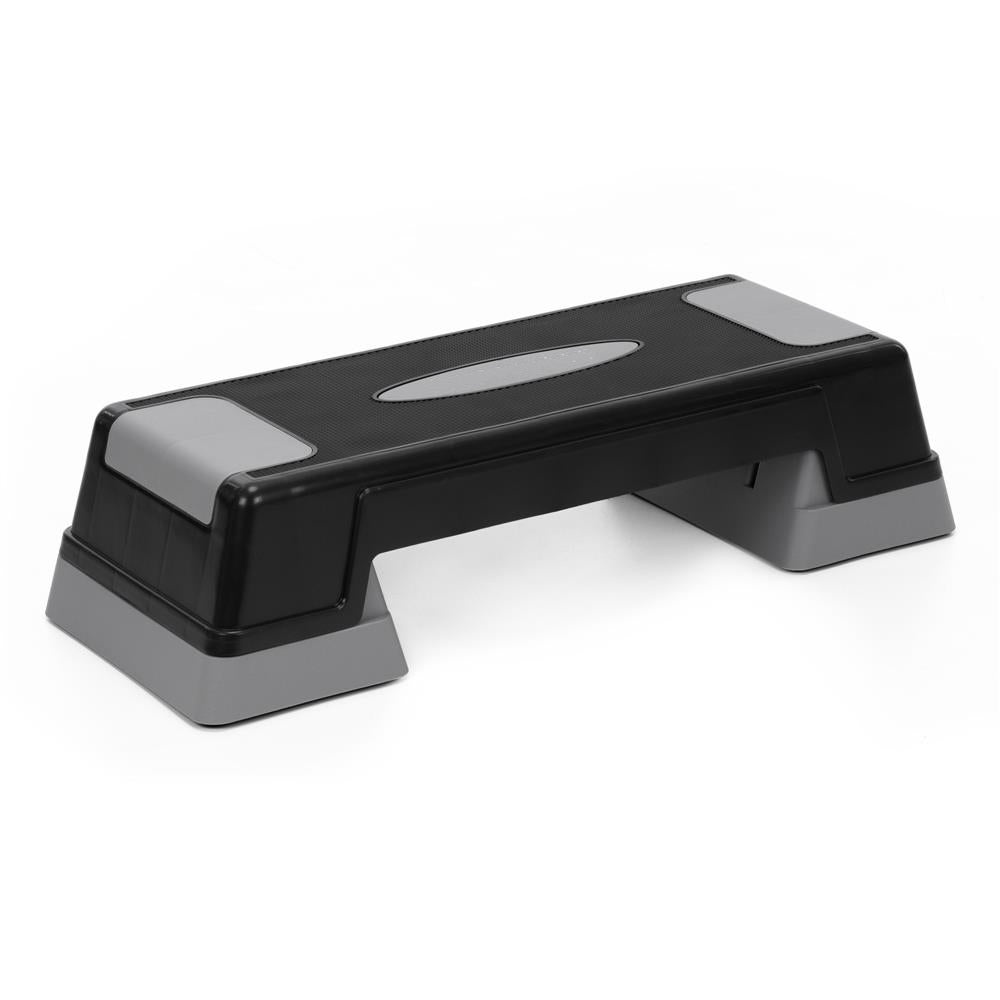 Step aerobic fitness reglabil 2 niveluri, PP, maxim 350 kg, 73x29x18 cm, negru gri