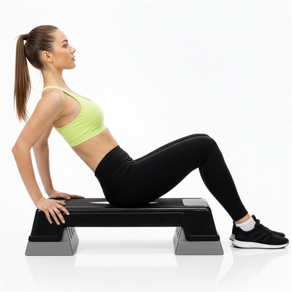 Step aerobic fitness reglabil 2 niveluri, PP, maxim 350 kg, 73x29x18 cm, negru gri