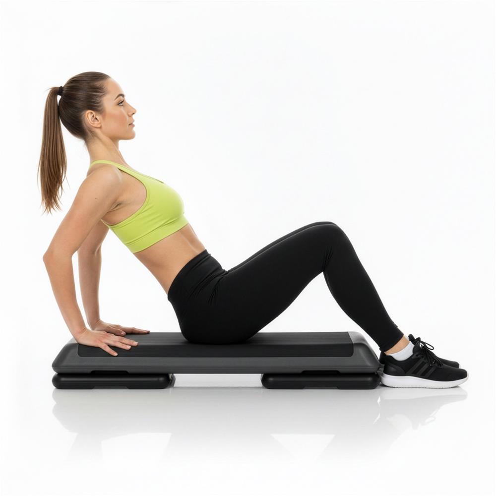 Stepper aerobic fitness profesional, reglabil 3 niveluri, PP, maxim 350 kg, 108x29x20 cm, negru gri