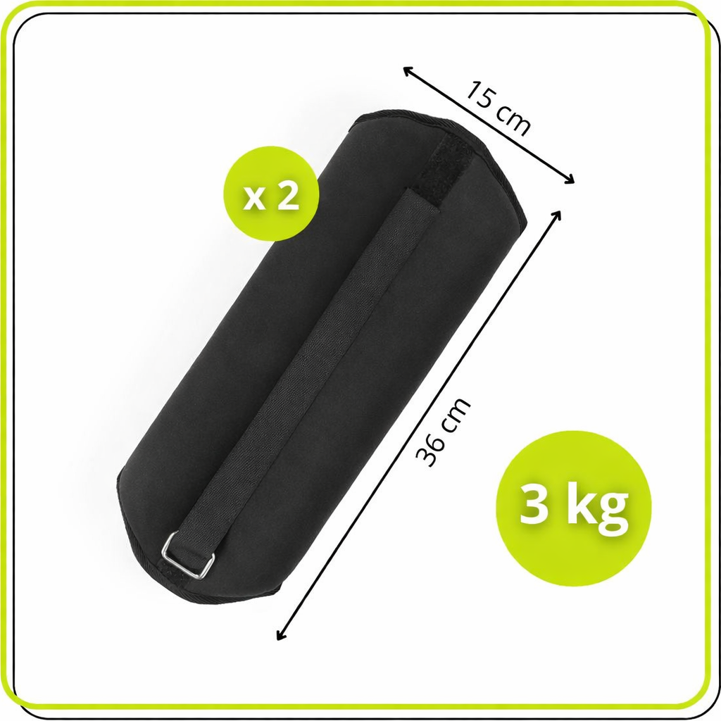 Greutati pentru incheietura mainii si glezna 2x3 kg, neopren si nisip fier, 36x15 cm, negru
