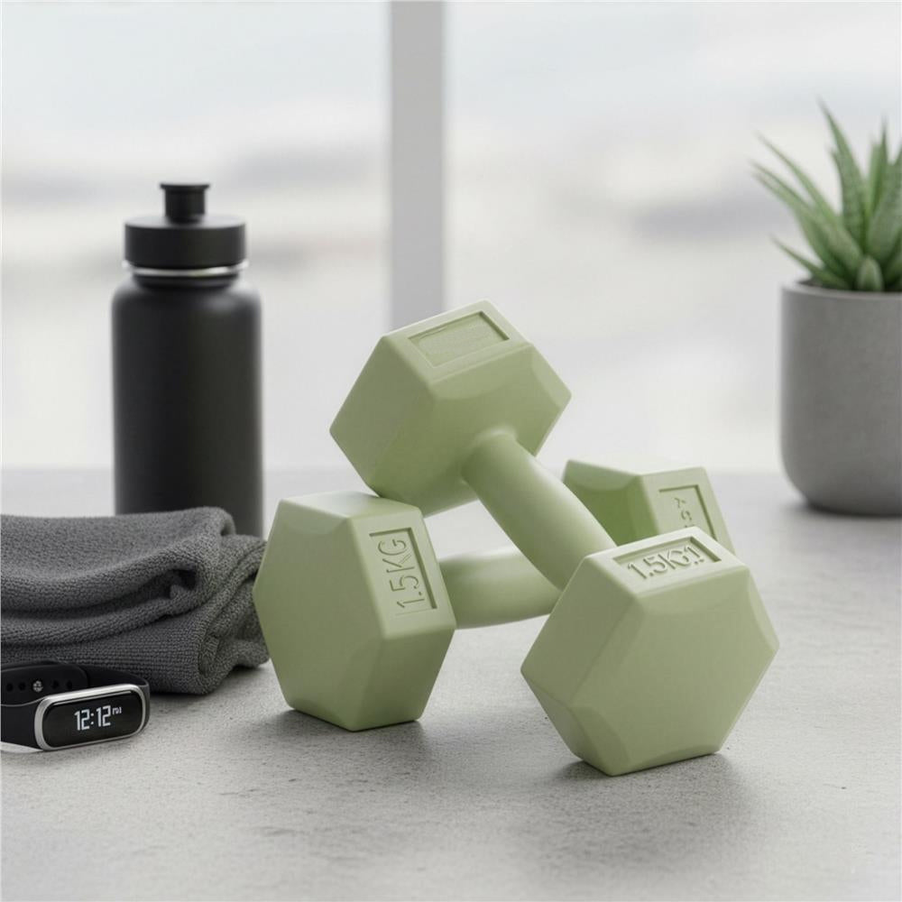 Set gantere hex 2x1,5 kg, bitum cu invelis rezistent PP, verde