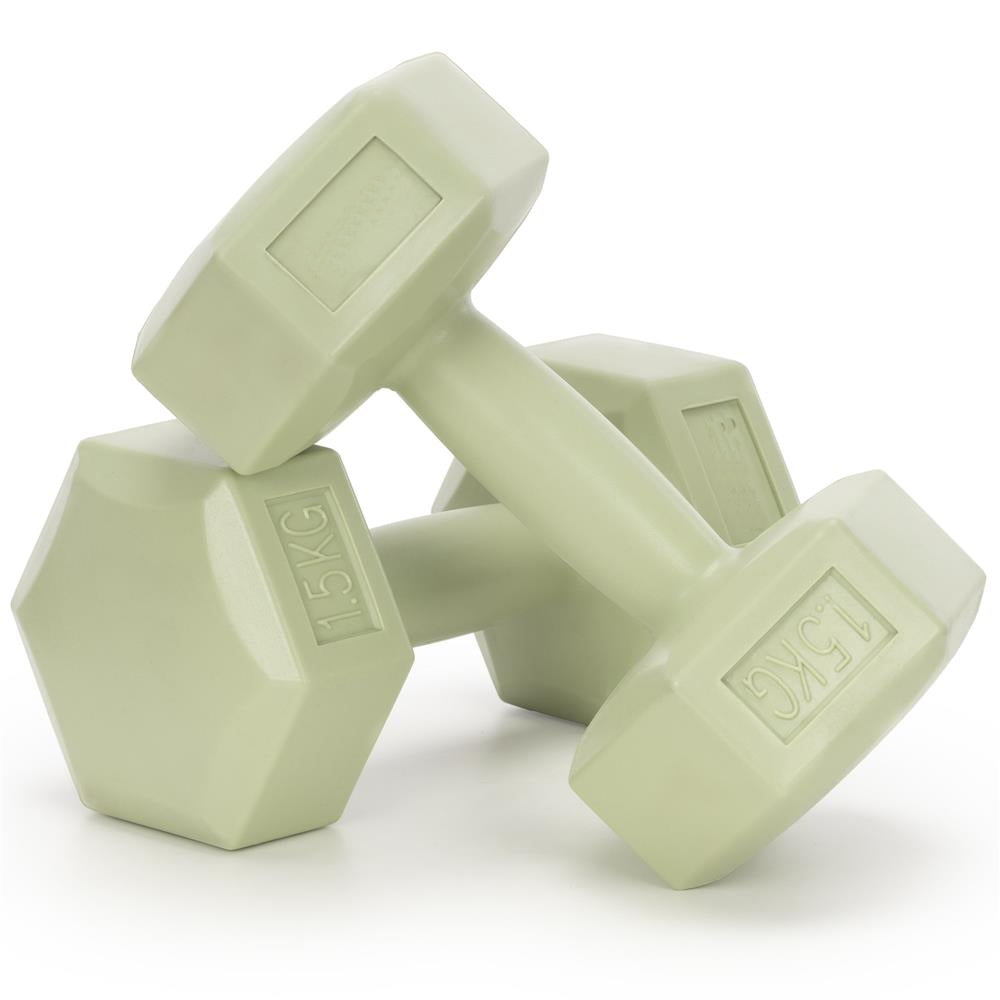 Set gantere hex 2x1,5 kg, bitum cu invelis rezistent PP, verde