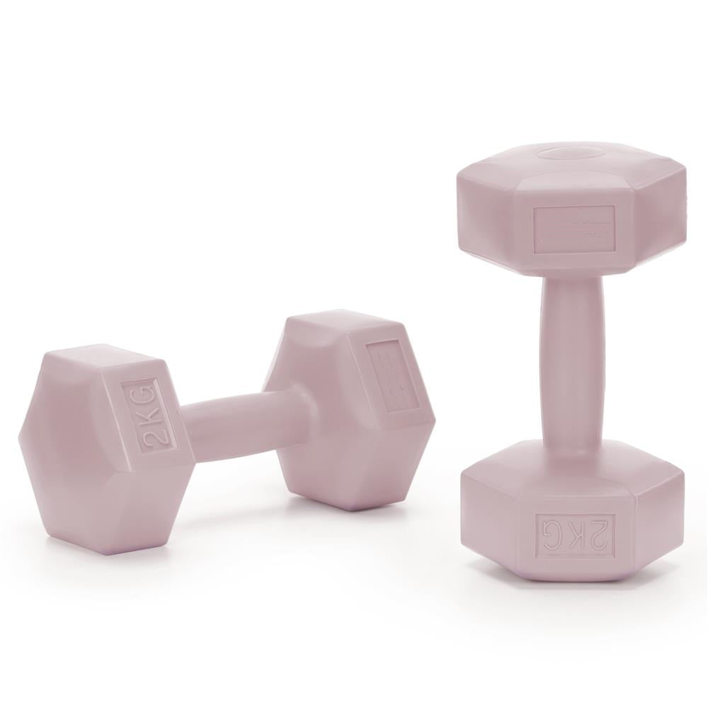 Set gantere hex 2x2 kg, bitum cu invelis rezistent PP, roz