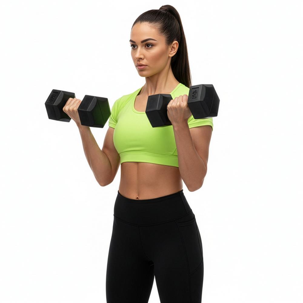 Set gantere hex 2x5 kg, bitum cu invelis rezistent PP, negru