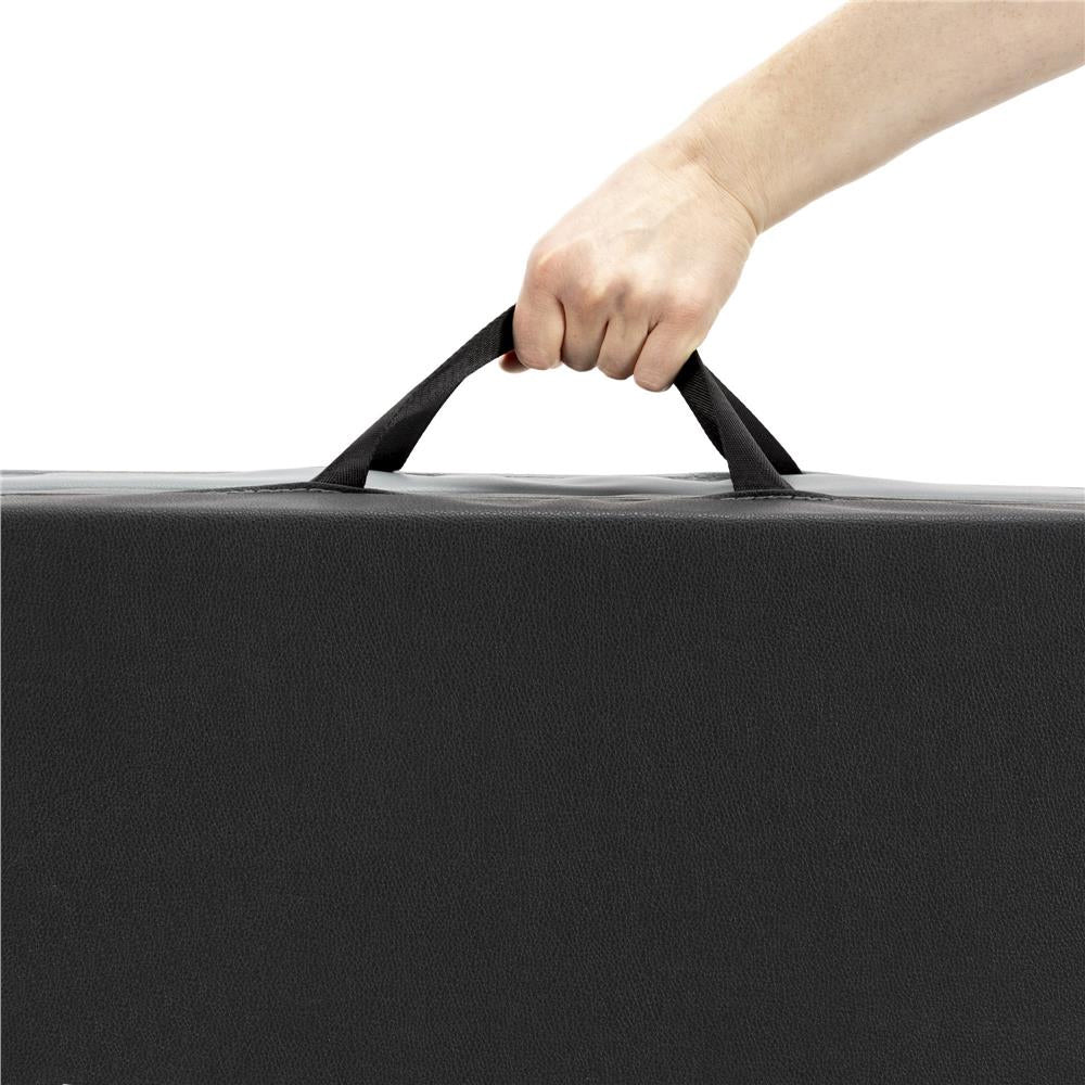 Saltea fitness pliabila 3 segmente, PVC si spuma EPE, 180x60x6 cm, negru si gri