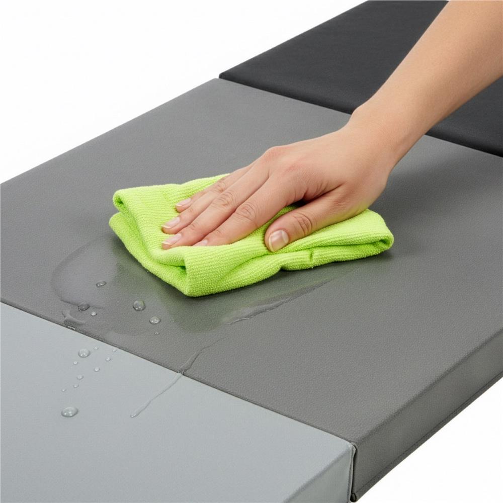Saltea fitness pliabila 3 segmente, PVC si spuma EPE, 180x60x6 cm, negru si gri