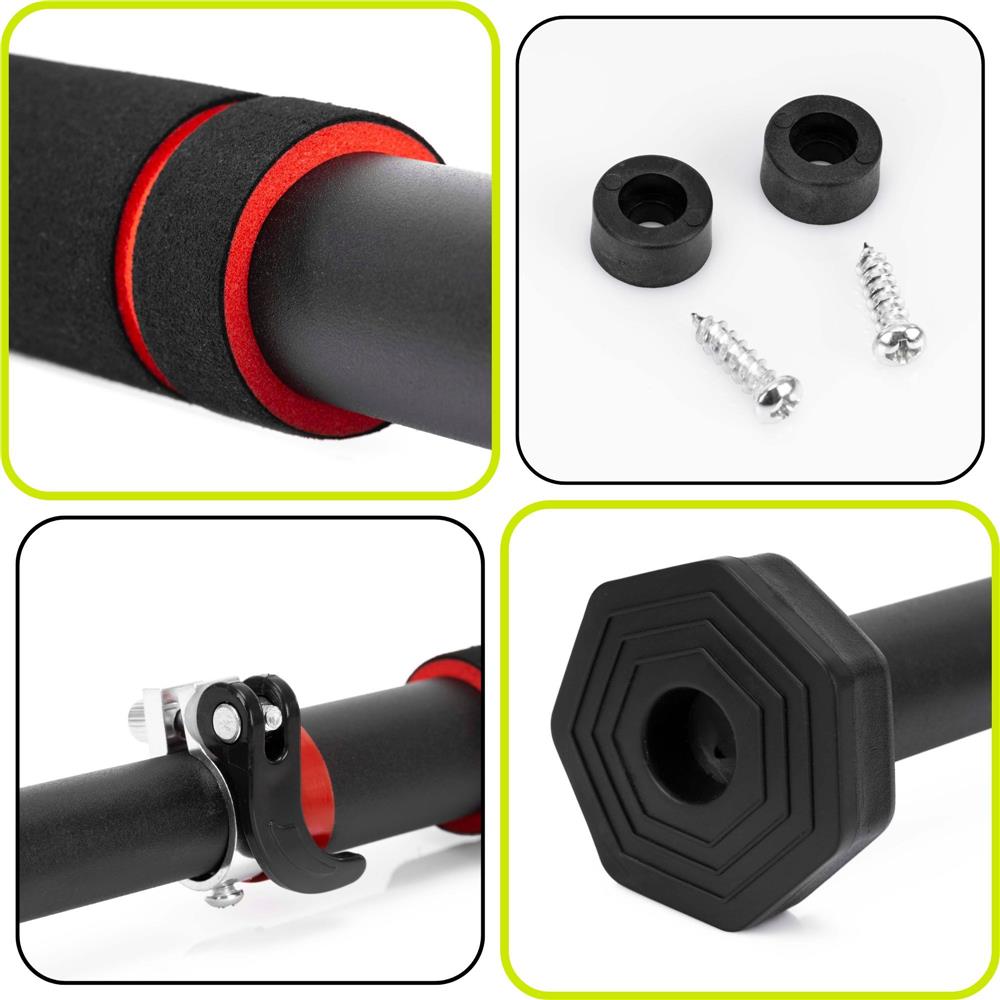 Bara tractiuni reglabila pentru usa 82-130 cm, otel si spuma NBR, capacitate 300 kg, negru