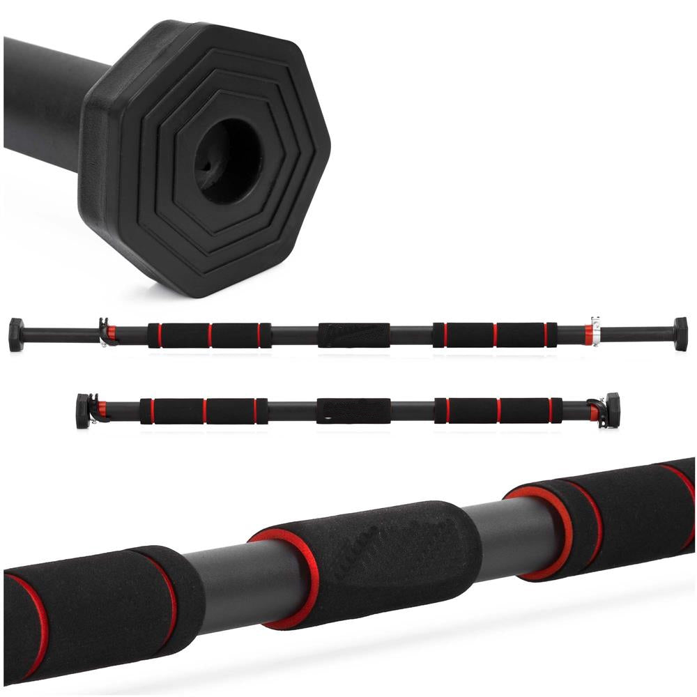 Bara tractiuni reglabila pentru usa 82-130 cm, otel si spuma NBR, capacitate 300 kg, negru