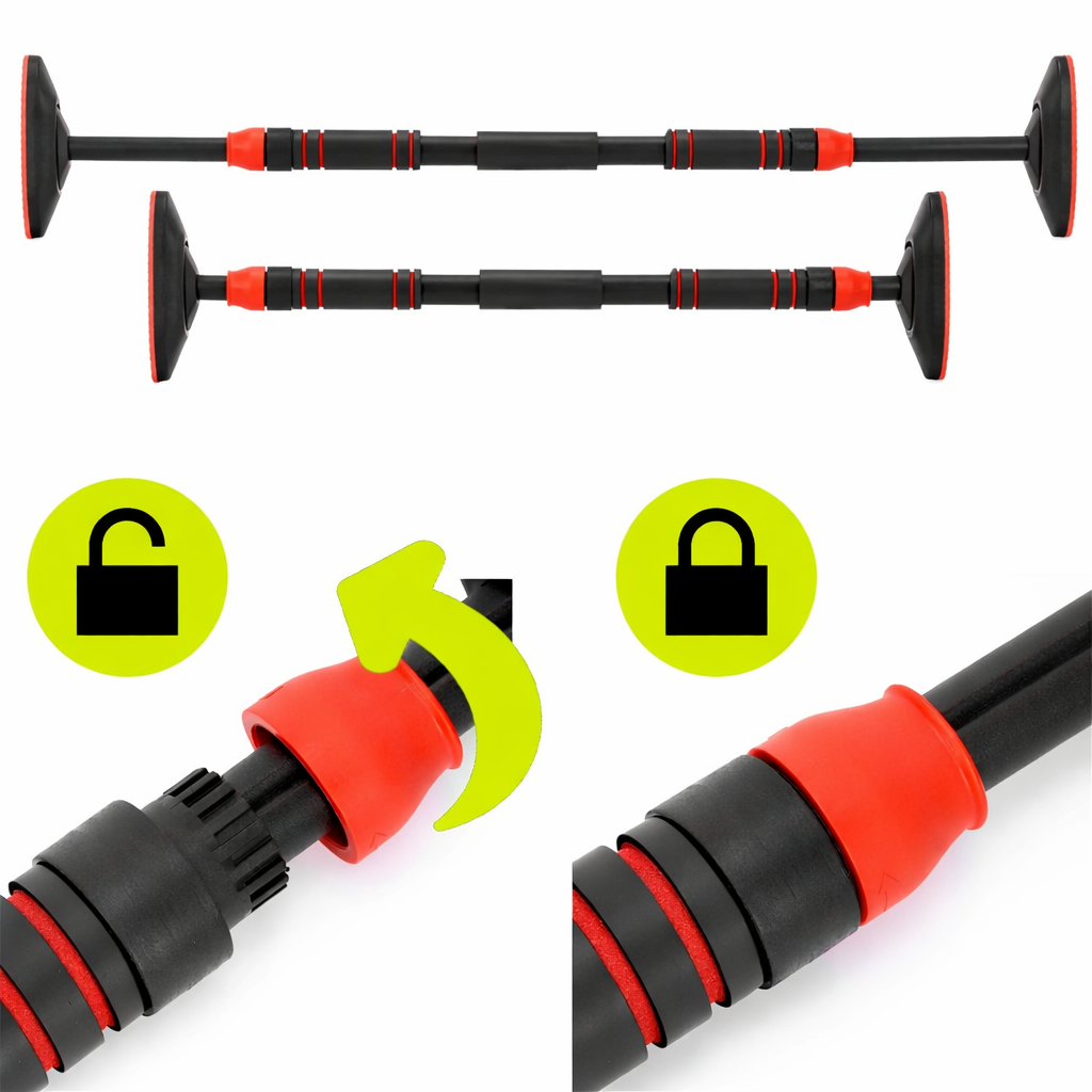 Bara tractiuni reglabila pentru usa 72-105 cm, otel si spuma NBR, capacitate 180 kg, negru