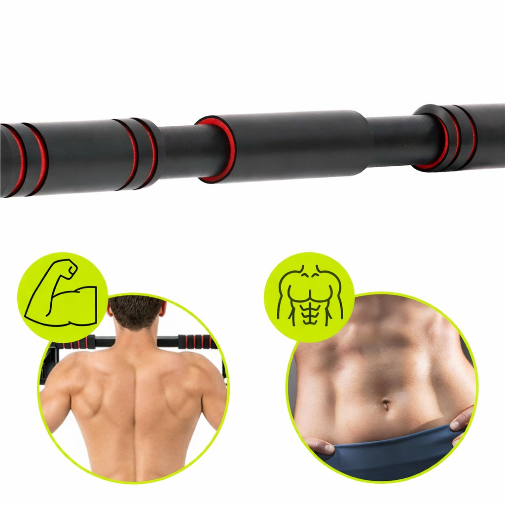 Bara tractiuni reglabila pentru usa 72-105 cm, otel si spuma NBR, capacitate 180 kg, negru
