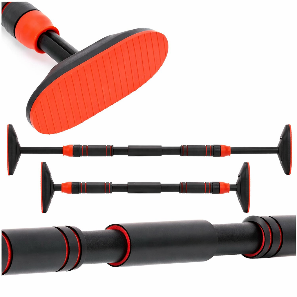 Bara tractiuni reglabila pentru usa 72-105 cm, otel si spuma NBR, capacitate 180 kg, negru