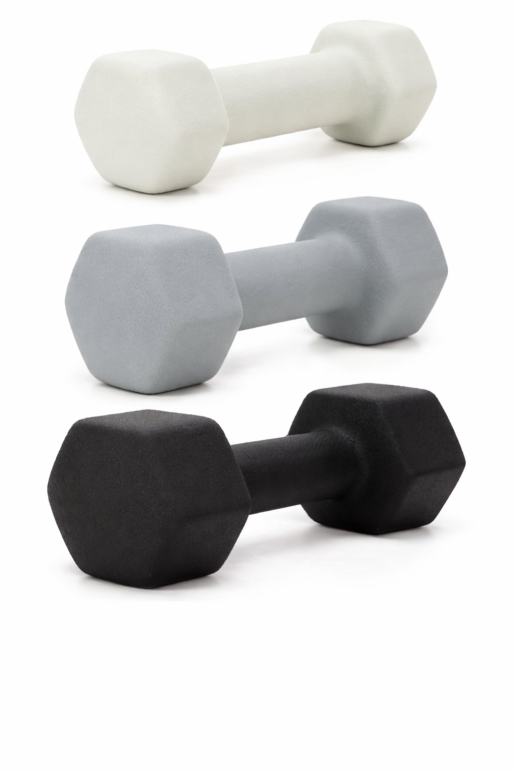 Set gantere din fonta cu invelis neopren, 12 kg cu suport, capete hexagonale, 2x1 kg 2x2 kg 2x3 kg, multicolor