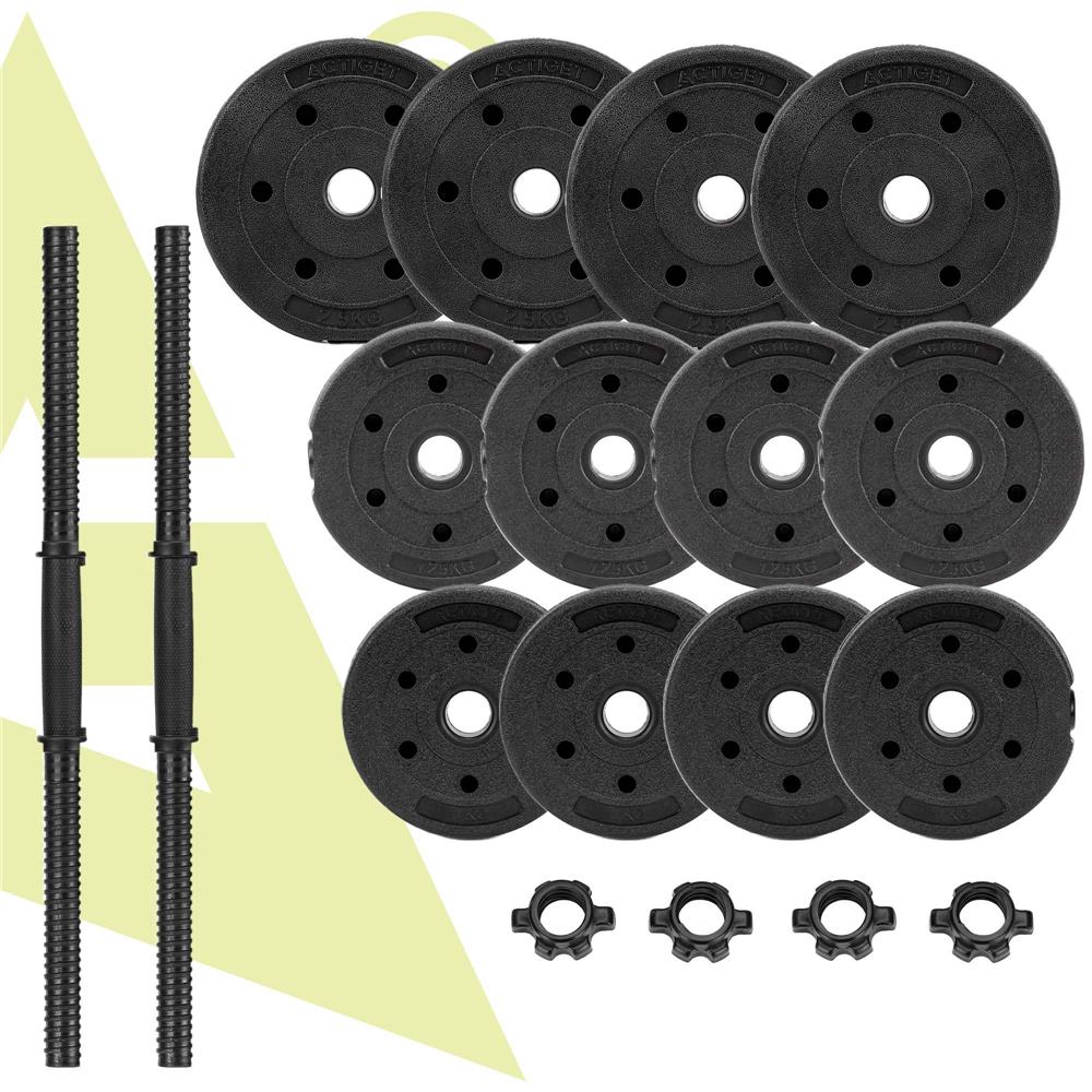 Set gantere reglabile 20 kg (2 x 10 kg), discuri cu invelis PP, negru