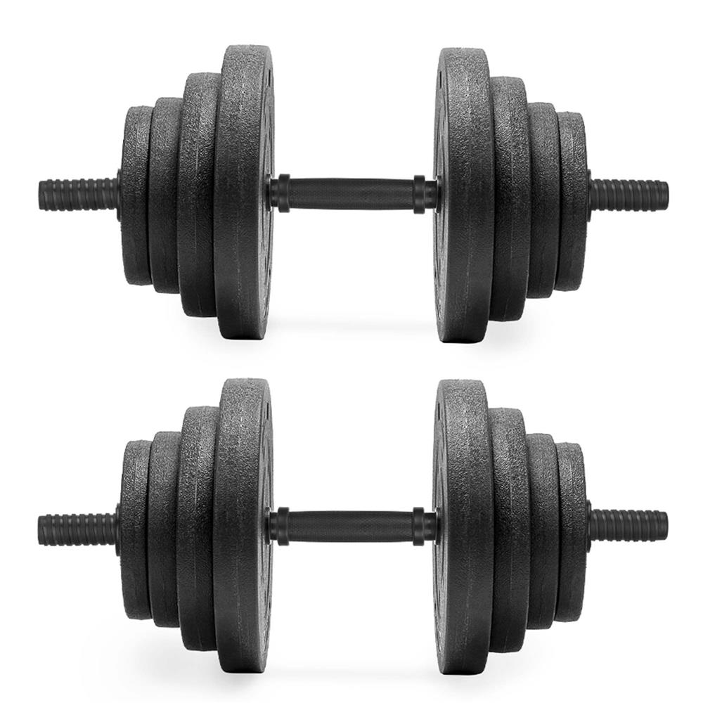 Set gantere reglabile 20 kg (2 x 10 kg), discuri cu invelis PP, negru
