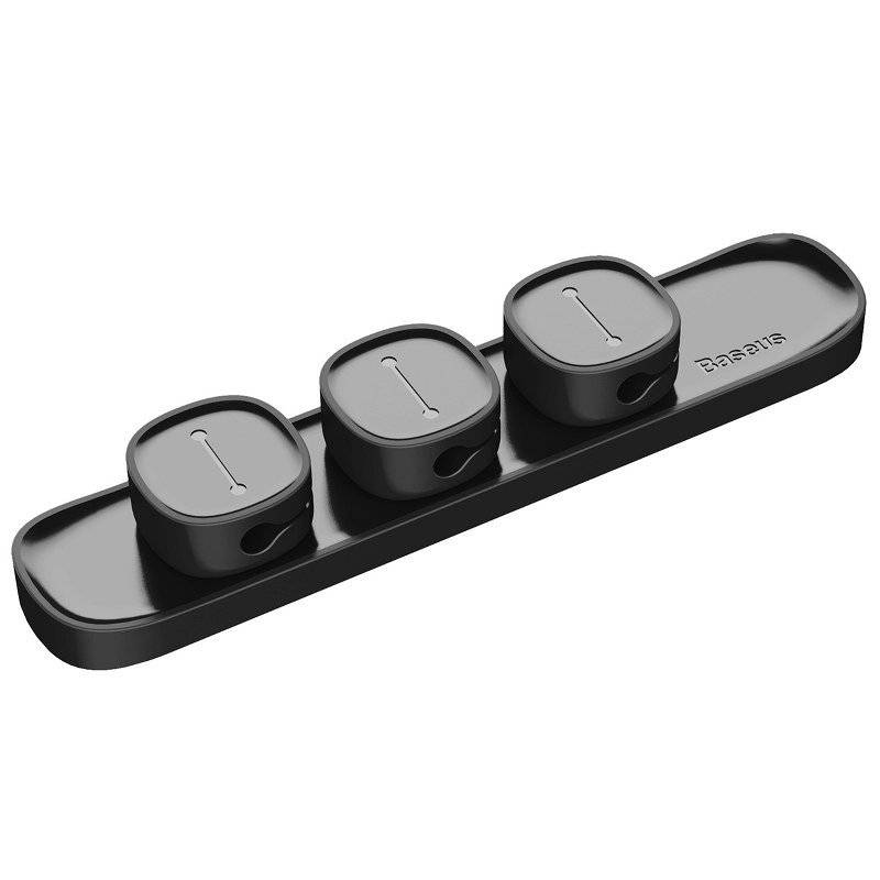 ORGANIZATOR cabluri Baseus Peas, adeziv 3M, trei orificii destinate organizarii prevazute cu magneti, negru "ACWDJ-01" - 6953156254978