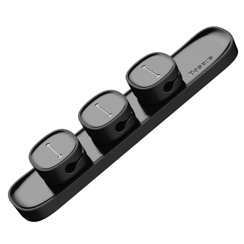 ORGANIZATOR cabluri Baseus Peas, adeziv 3M, trei orificii destinate organizarii prevazute cu magneti, negru "ACWDJ-01" - 6953156254978