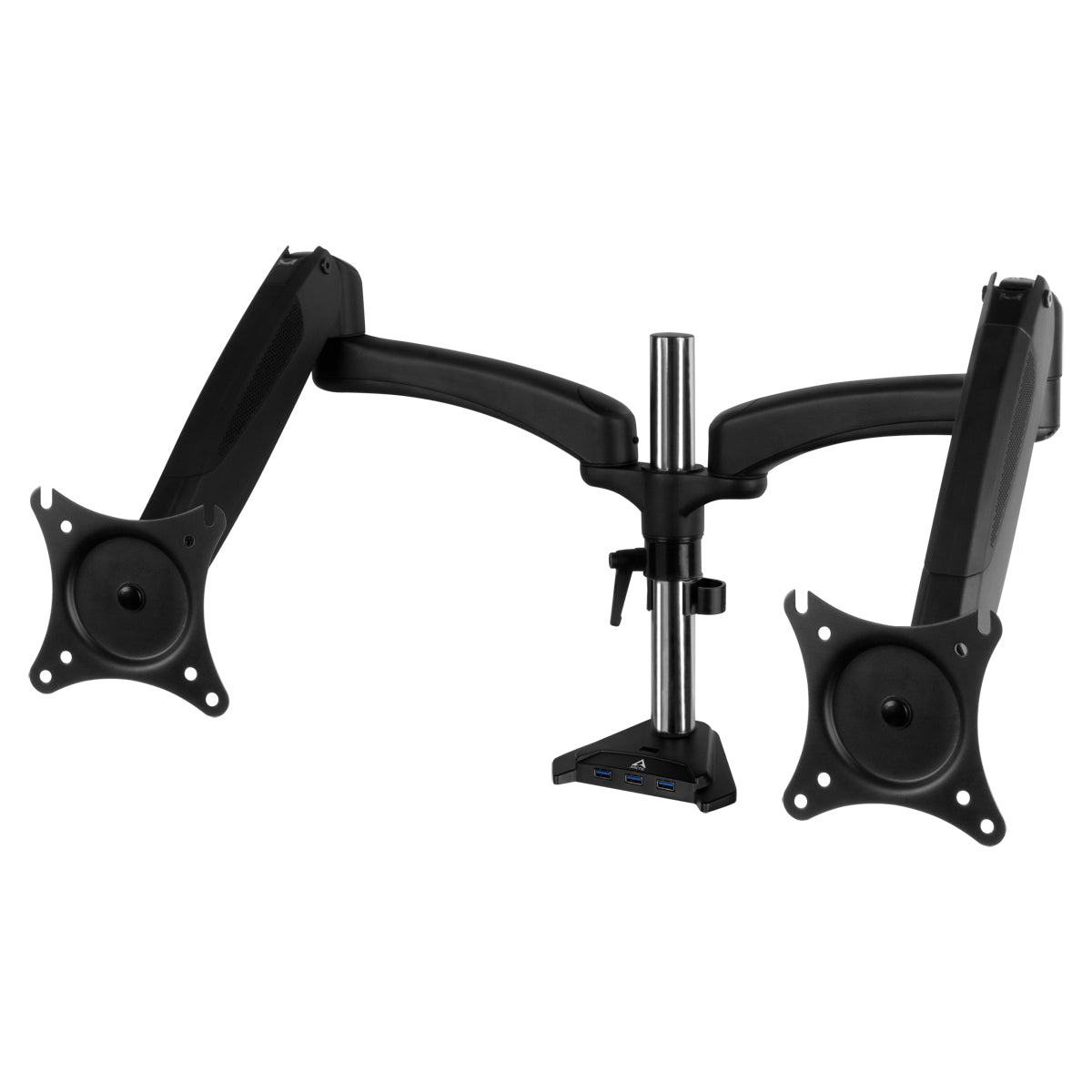 Suport monitor Arctic, pt 2 monitoare, diag max. 34inch, max. 2x8Kg, rotatie, inclinare, pivotare, port USB 3.0 4 porturi, alimentare prin mini-USB, prindere de birou, negru, 