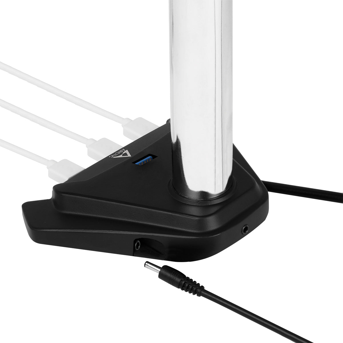 Suport monitor Arctic, pt 2 monitoare, diag max. 34inch, max. 2x8Kg, rotatie, inclinare, pivotare, port USB 3.0 4 porturi