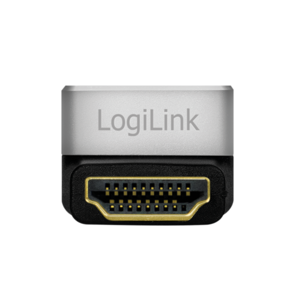 ADAPTOR video LOGILINK, HDMI (T) la HDMI (M), conectori auriti, rezolutie maxima 8K (7680 x 4320) la 60 Hz, 270 grade, negru-gri, "AH0007A"