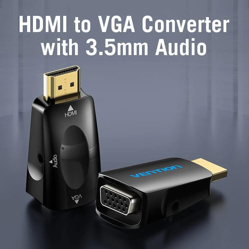 Convertor video Vention, HDMI(T) la VGA (M) si Jack 3.5mm (M), rezolutie maxima 1080p la 60 Hz, conectori auriti, invelis ABS, negru, "AIDB0" - 6922794744332