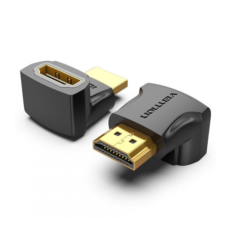 Adaptor video Vention, HDMI(T) la HDMI(M), rezolutie maxima 4K la 60Hz, conectori auriti, unghi 270 grade, invelis PVC, negru, "AINB0" - 6922794747876