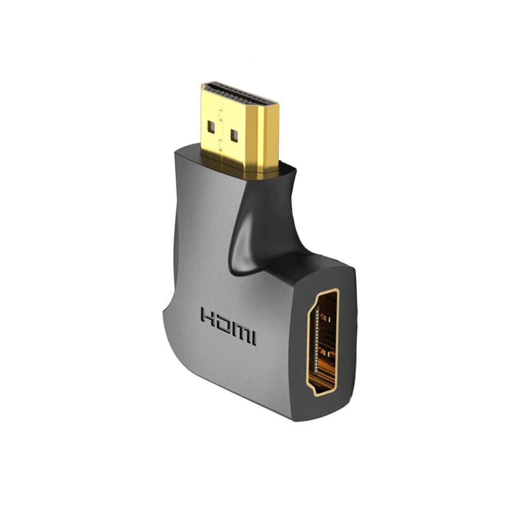 Adaptor video Vention, HDMI(T) la HDMI(M), rezolutie maxima 4K la 60Hz, conectori auriti, unghi 90 grade, invelis PVC, adaptor vertical, negru, "AIPB0" - 6922794747913