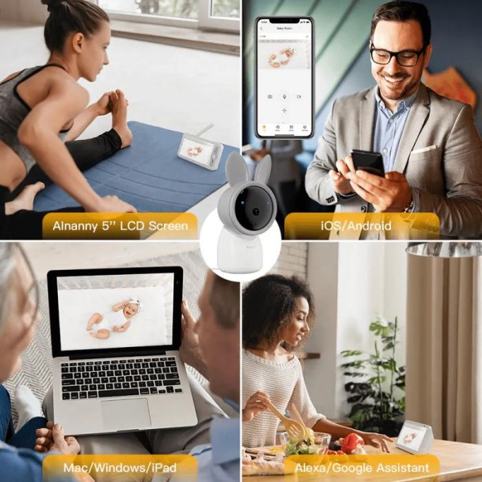 Camera supraveghere bebelusi Arenti, 2K, 3MP, zoom 4X, mini, wireless, microSD max 256GB, detectie miscare si sunet, senzor temp si umiditate, lumina veghe, audio bidirectional, IR 8m, "AInanny-cam" (timbru verde 0.8 lei)