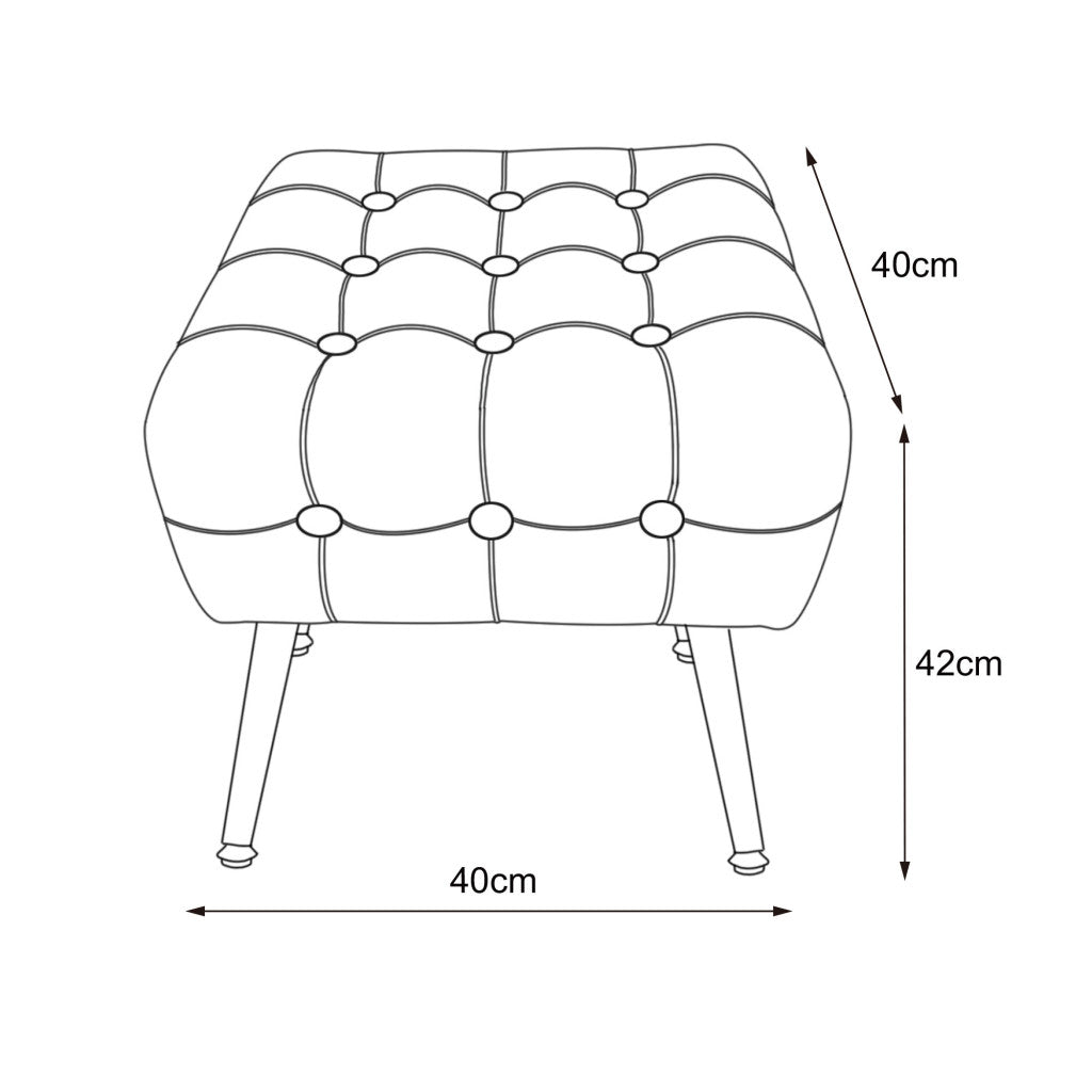 Taburet tapitat Quadra, velur, cu picioare metalice, 40x40x42 cm, verde